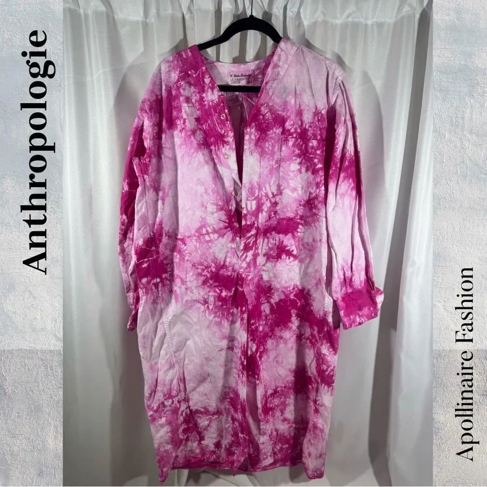 Anthropologie for W. Merk Pink Tie-Dye Dress Tunic Size 39/40 Like a Medium New
